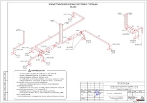 Изометрическая схема вытяжных систем вентиляции